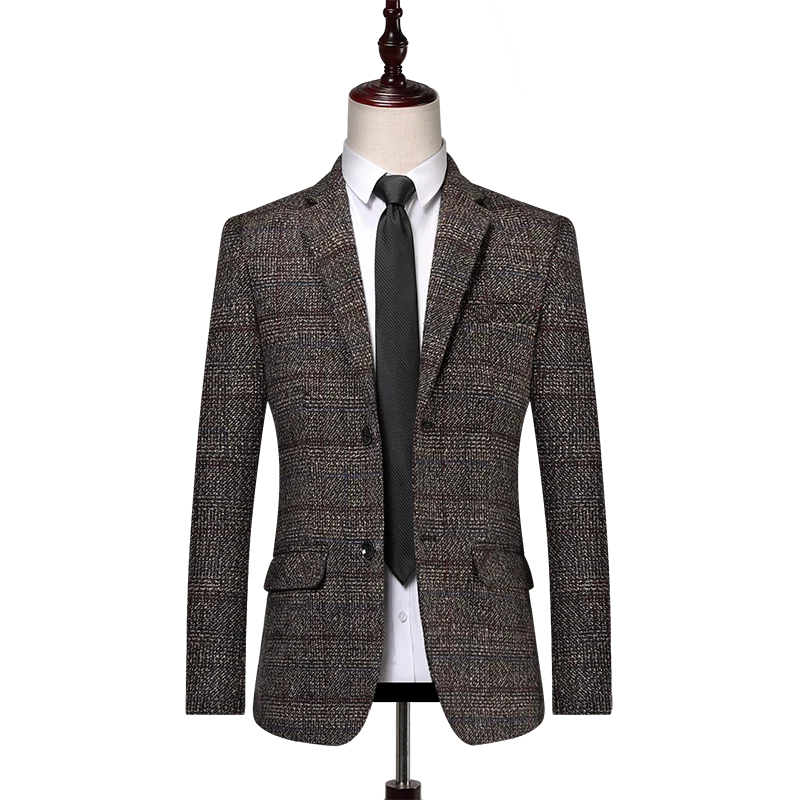 

Blazers for Men Fashion Casual Plaid Blazer Gentlmen Coat Business Men Cotton Lightweight Suit Jacket Slim Fit Outwear Coat