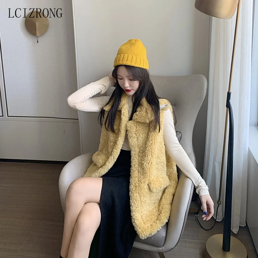 

Winter New Womens Vest Winter Warm Casual Cardigan Coat Faux Fur Zip Korean Style Fashion Girl Loose Vest Jacket