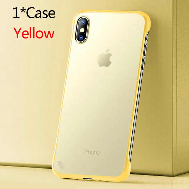 Чехол для iPhone XS Max XR X 11 Pro с кольцом для пальцев Бескаркасный Прозрачный матовый Жесткий Чехол для iPhone X 7 6 6S 8 Plus - Цвет: Цвет: желтый