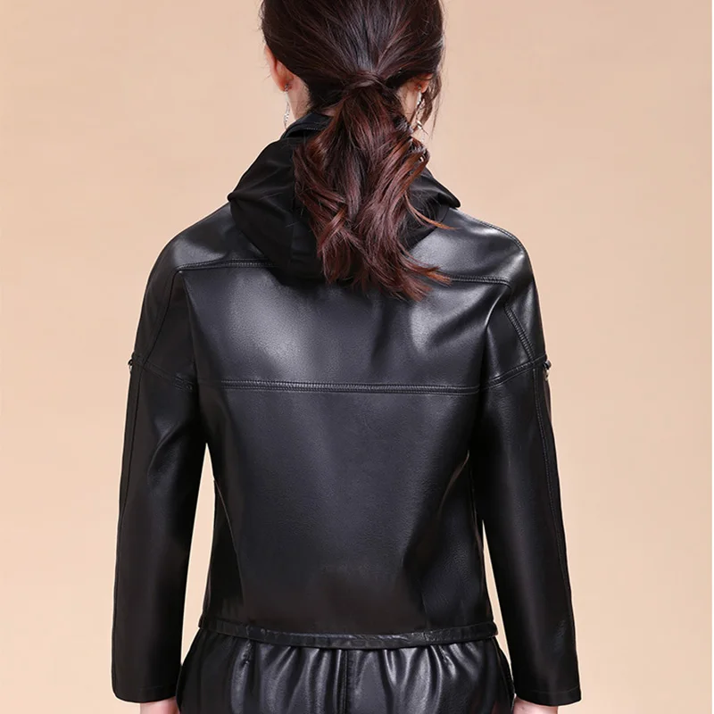 China Haining Leather Jacket Women's new fall 2020 new Korean sheep skin loose large size fashion short leather jacket