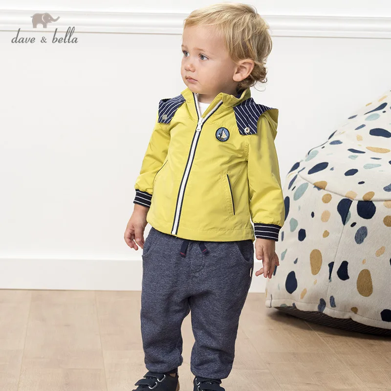 DB12940 dave bella baby boy Весенняя однотонная куртка модная верхняя одежда для детей