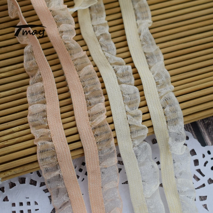 #1594 двухцветные кружева из органзы с оборками эластичные ленты для нижнего белья