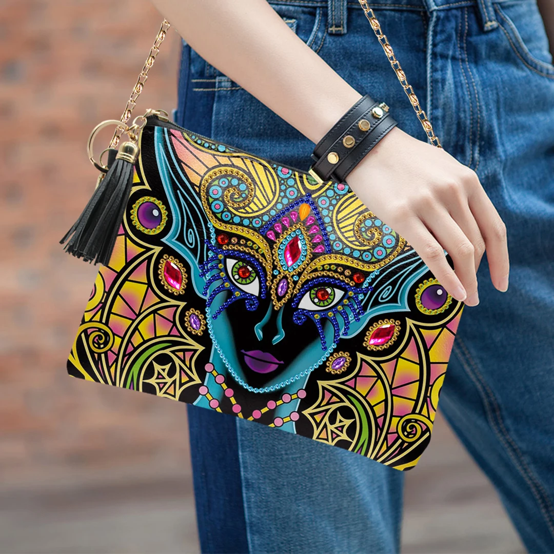 

5D DIY Diamond Painting Leather Crossbody Chain Bags Handbag Peafowl Butterfly Flower Diamond Embroidery Bag Wallet Pouch Gift