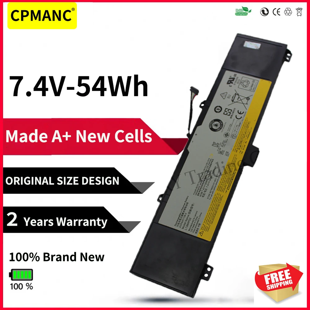 Аккумулятор для ноутбука CPMANC 7,4 V 54Wh L13M4P02 L13N4P01 L13M4P02, Аккумулятор для ноутбука Lenovo Y50-70 Y70 Series 121500250