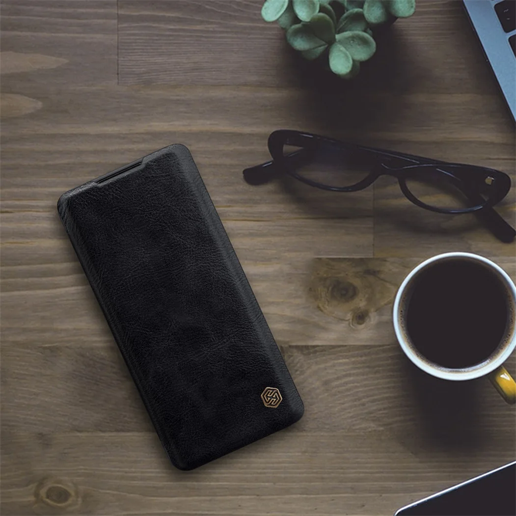 Чехол-книжка Nillkin QIN для Xiaomi Mi Note 10 Lite кожаный чехол-бумажник с кармашком карт