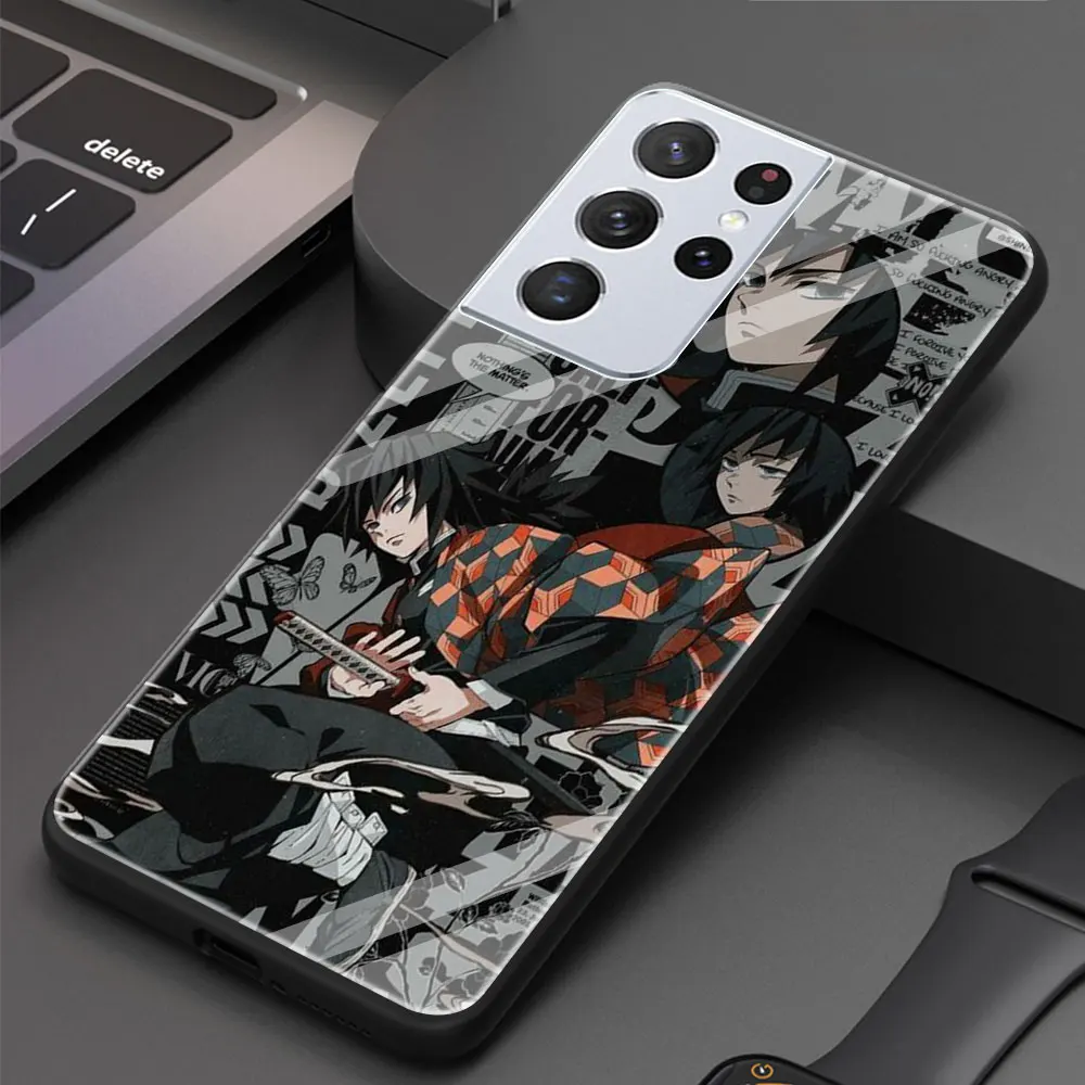 

Kimetsu No Yaiba Demon Slayer Glass Cover for Samsung Galaxy S20 FE S21 S20 Ultra S10 Lite S10E S9 S8 Plus Luxury Soft Edge Case