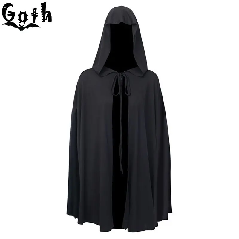 Gothic Black Cloak Women Hooded Cape Coat Lace Up Summer 2020 Shawl Party Casual Streetwear Female Capes |