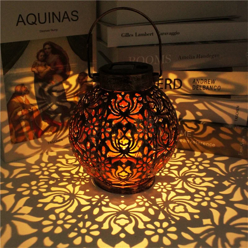 Светодиодный ретро лампы на солнечных батареях металлические полые тени висит