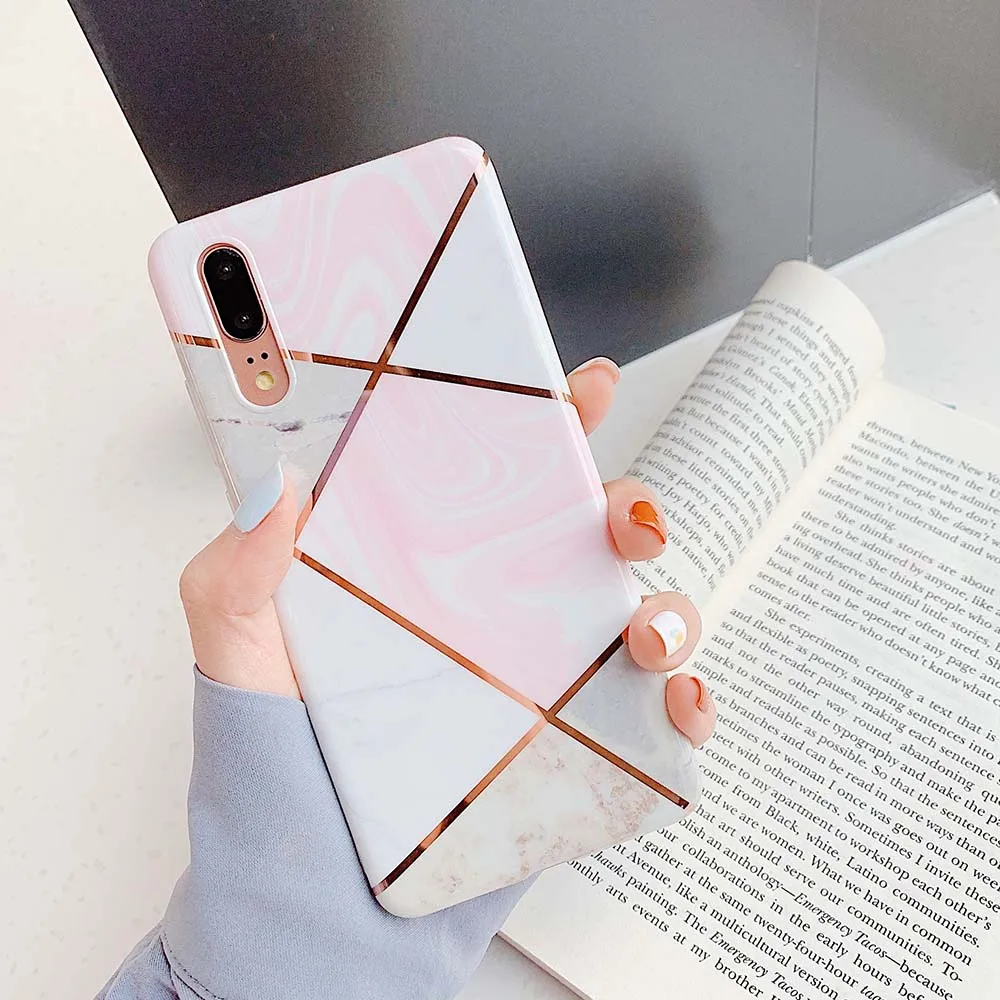 j Чехлы для телефонов LOVECOM с геометрическим мрамором и текстурой для huawei mate 30 P30 P20 Pro Lite mate 20 Lite мягкая задняя крышка с гальваническим покрытием IMD - Цвет: j