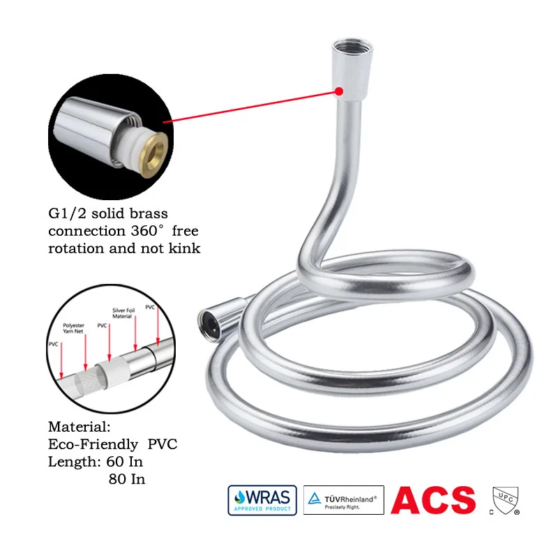 

Шланг для душа is aspersed, PVC1.5-2.0-м, Платиновый, серебристый, серебристый, серый, высокотемпературный, огнестойкий