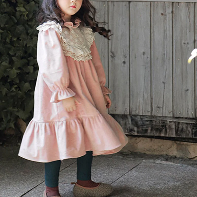 Новое милое платье для девочек на весну и осень детское принцессы маленьких