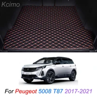 leather car trunk mat for peugeot 5008 t87 2017 2021 cargo liner trunk floor pad carpet car accessories