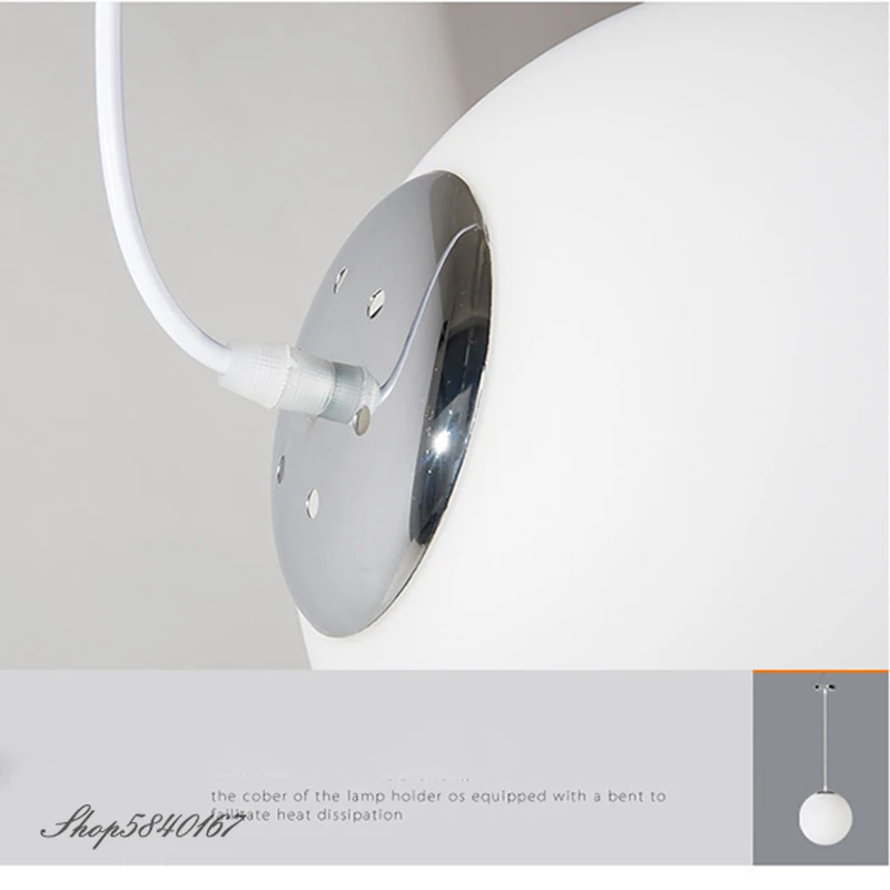 Lámpara colgante minimalista para sala de estar, luz LED de bola blanca de cristal, moderna, para dormitorio, iluminación interior