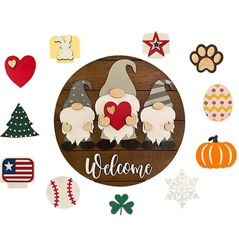 

Welcome Sign Front Door Decor All Seasons Wood Rustic Farmhouse Christmas Decorations Hanger For Home Porch Decor