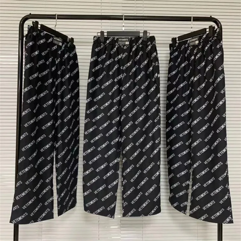 

High Quality 20SS VETEMENTS PANTS Men Full Vetements Logo Straight Pants Inside 1:1 Tag Label VTM Women Trousers Men Clothing