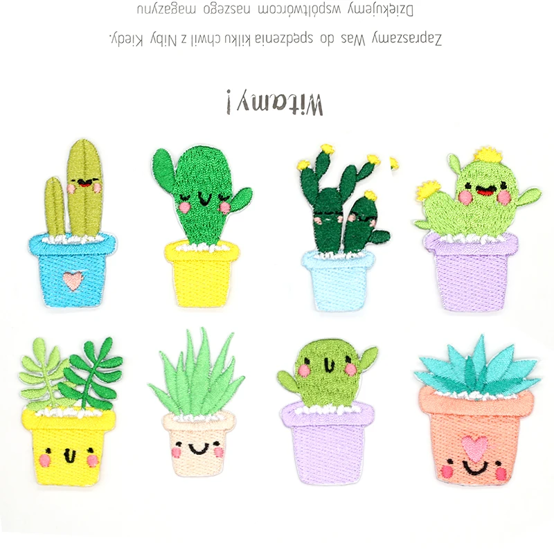 6pcs Cute Green Plant Iron on Patches Clothes Stripes Children Embroidered for Clothing Needlework Accessories Decor | Дом и сад