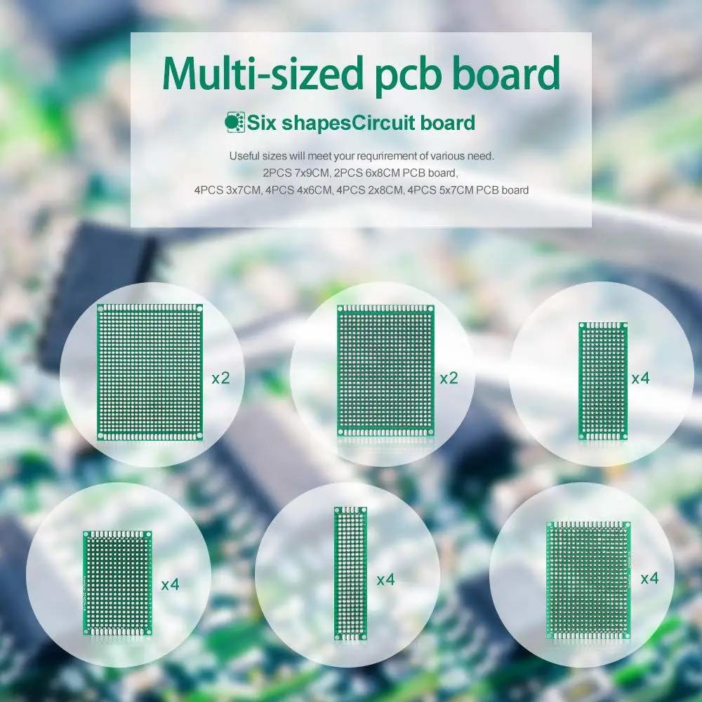 20 шт. двухсторонняя плата прототипа набор печатных плат 7x 9/6x 8/3x 7/4x 6/2x 8/5x7 см