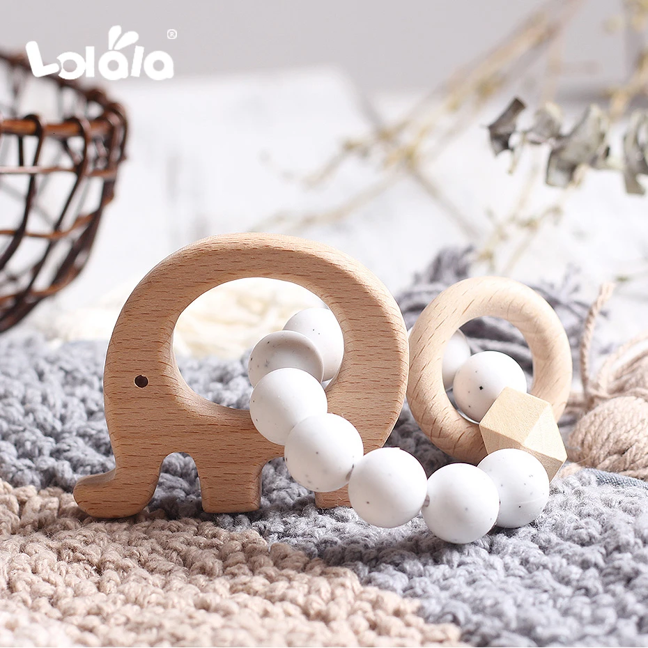 Детский силиконовый Прорезыватель для зубов браслеты из натурального бука