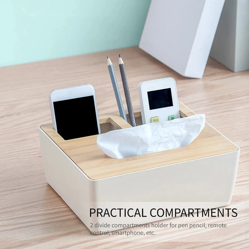 Desktop Tissue Box Holder Paper Towel Dispenser Division Storage Organizer For Bathroom Vanity Countertop | Дом и сад
