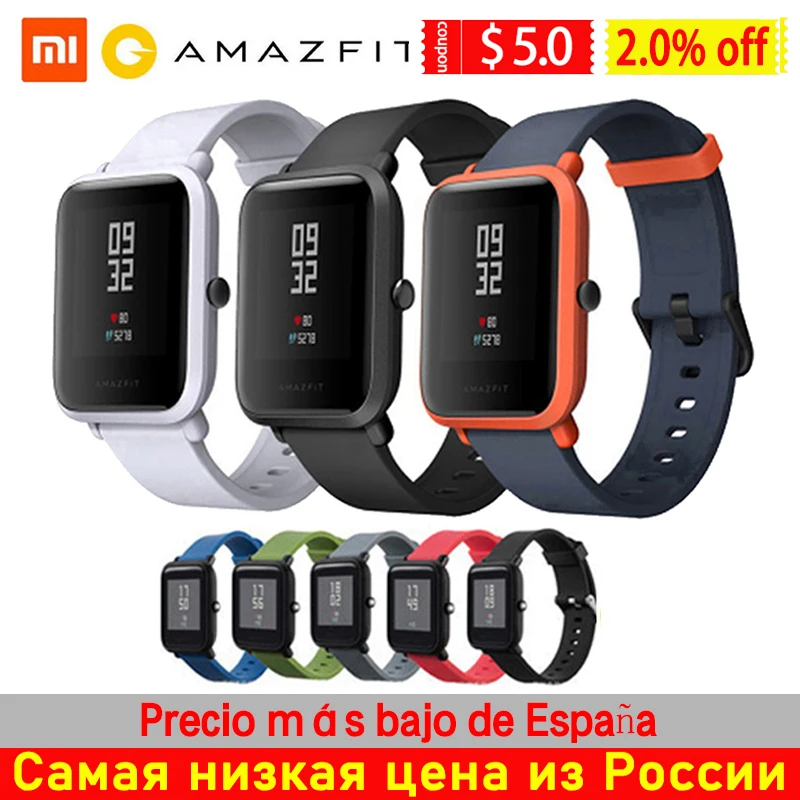 Умные часы Huami Amazfit Bip ультралегкие 32 ГБ с WiFi Bluetooth GPS 45 дней в режиме ожидания |