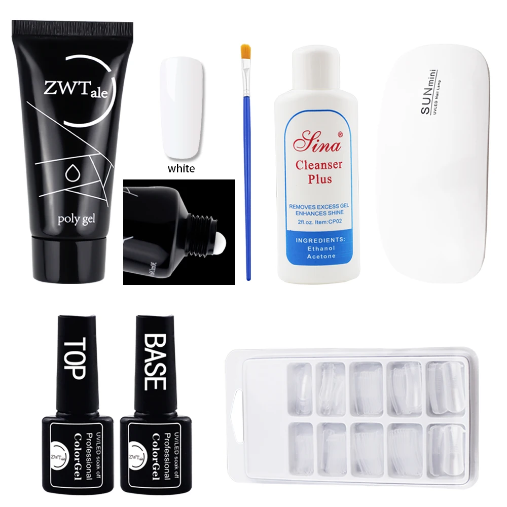 Набор полигеля для быстрого наращивания ногтей белый раствор набор УФ маникюра с