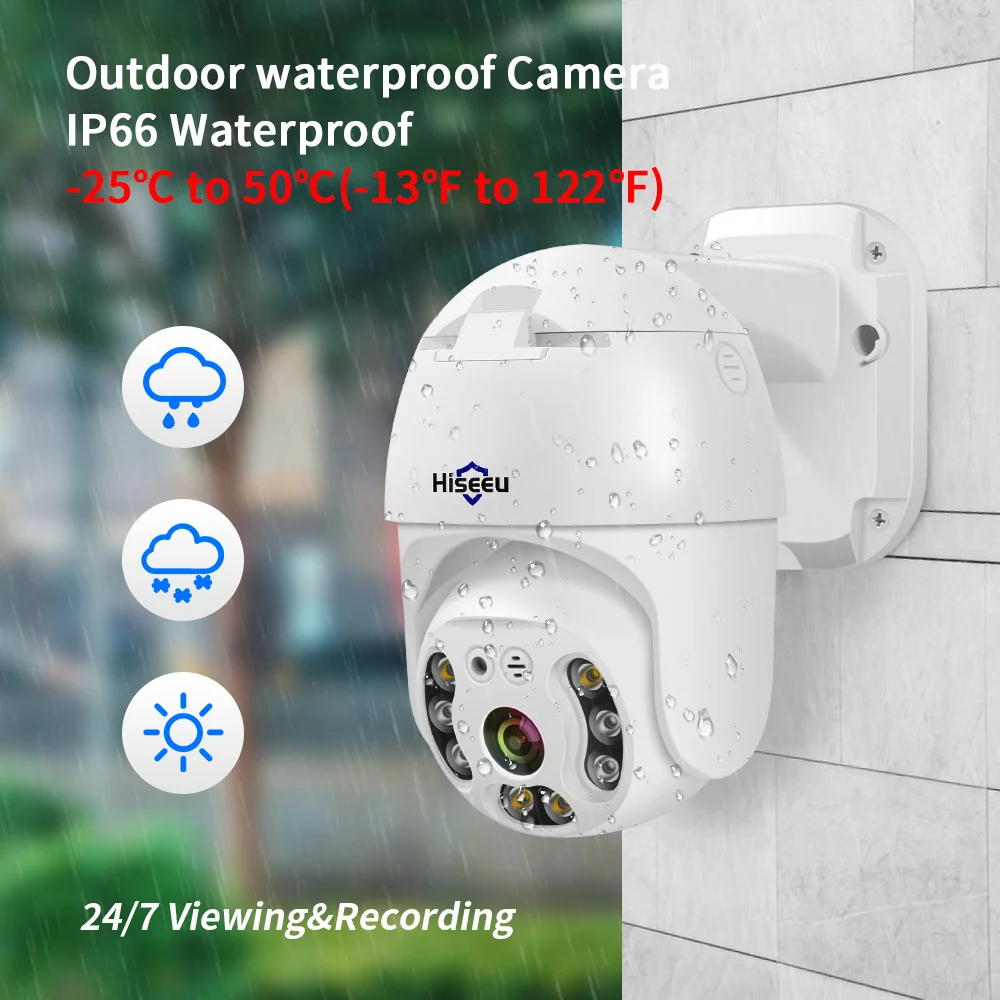 IP камера Hiseeu H.265 1080P POE PTZ 4 кратный цифровой зум 2 МП водонепроницаемая уличная