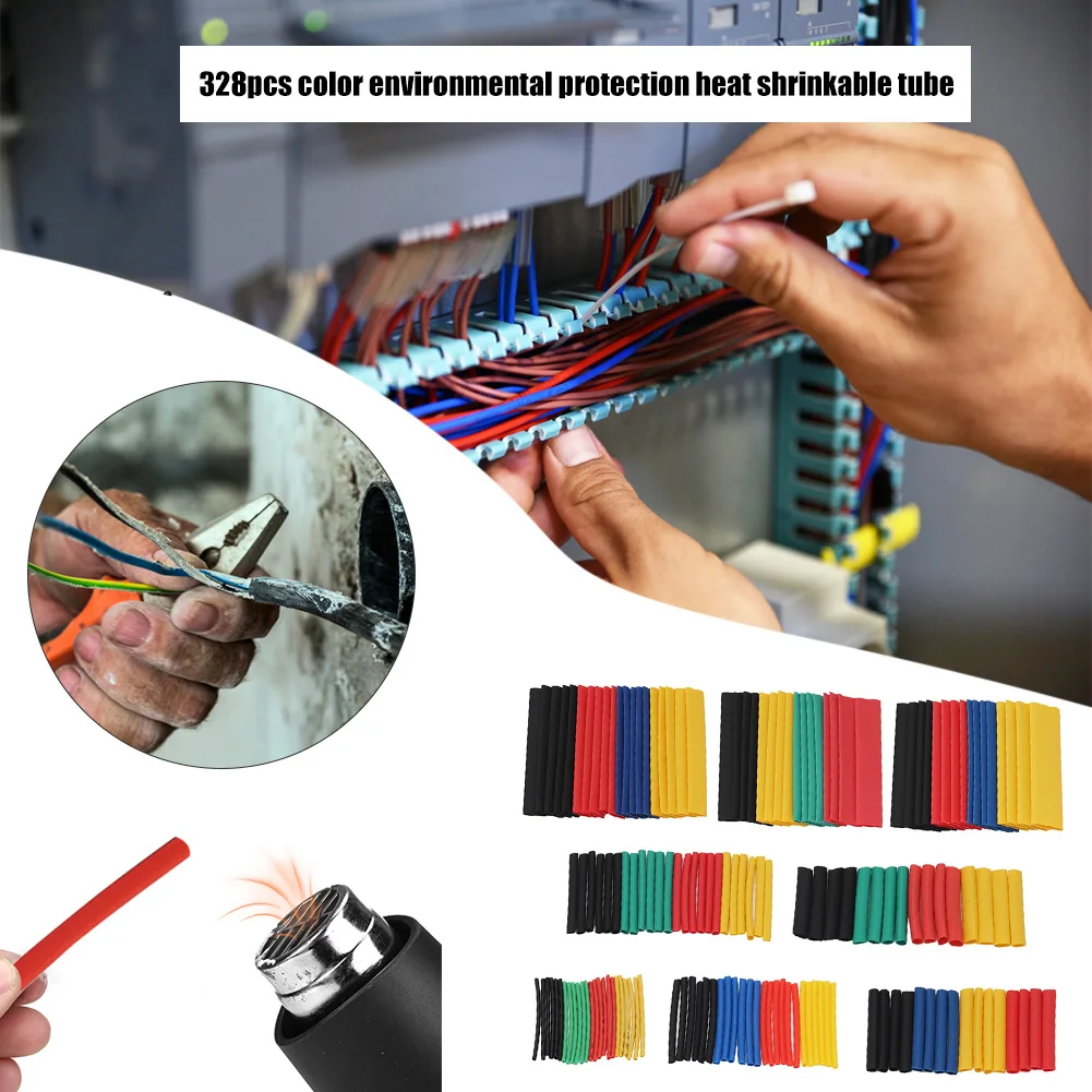 

328pcs Heat Shrink Tubing Thermoresistant Tube Wrapp Sleeve Kit Termoretractil Shrinking Assorted Wire Cable Insulation Sleeving