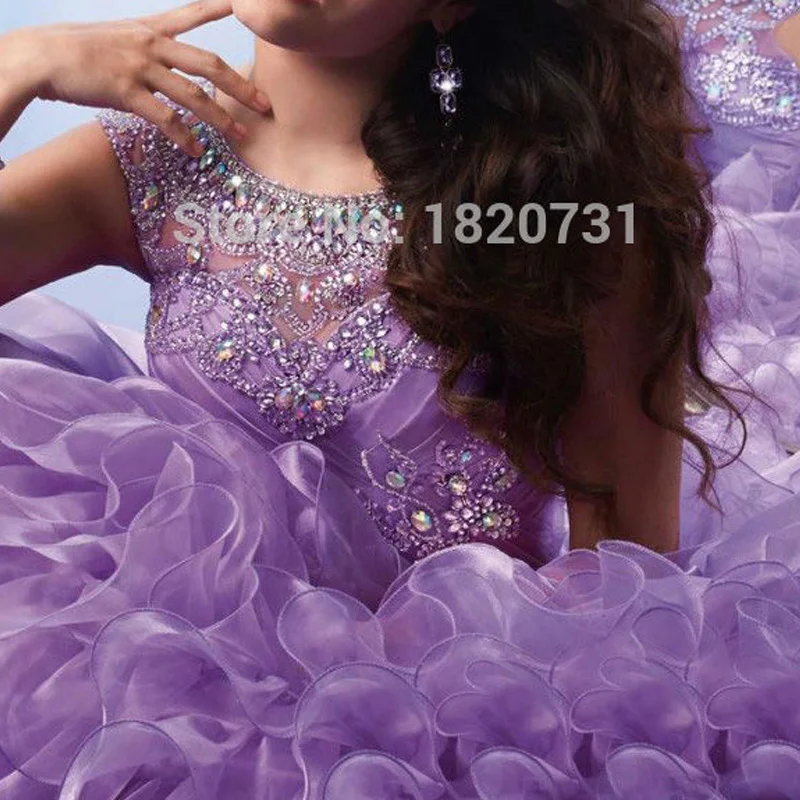 Новый светильник фиолетовое бальное платье Quinceanera платья совок плиссе вышивка