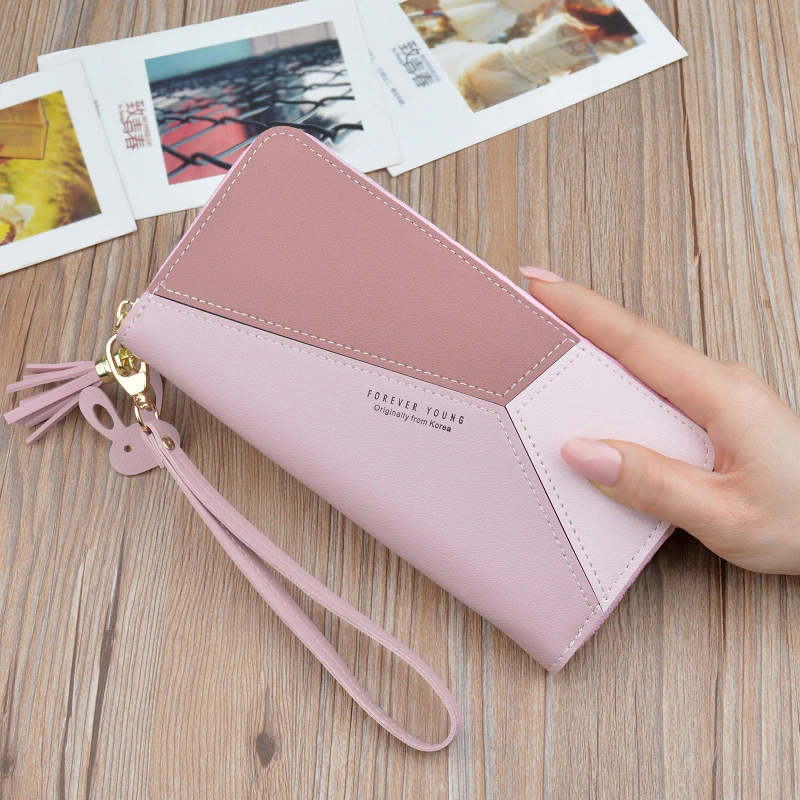 

Geometric Luxury Brand Leather Women Long Zipper Coin Purses Tassel Design Clutch Wallet Female Money Credit Card Holder
