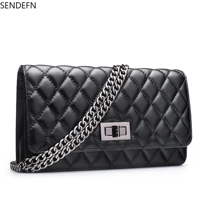 SENDEFN женская сумка через плечо из овечьей кожи дамская в клетку с бриллиантами