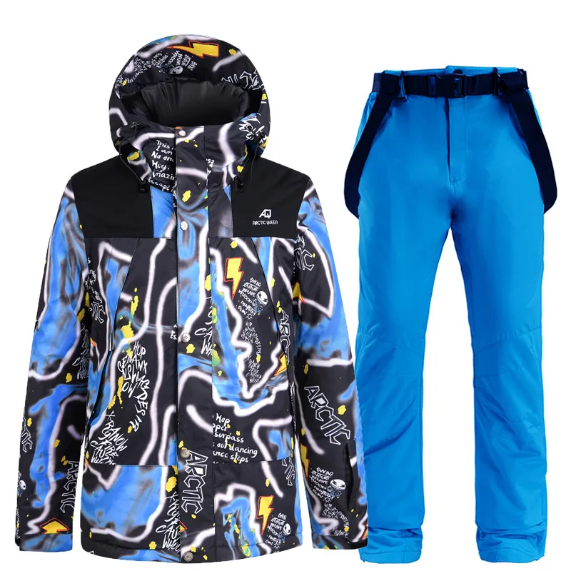 Лыжный костюм Мужская куртка для сноуборда + лыжные штаны Зимняя уличная Теплая Лыжная куртка и лыжные брюки водонепроницаемая ветрозащитн...