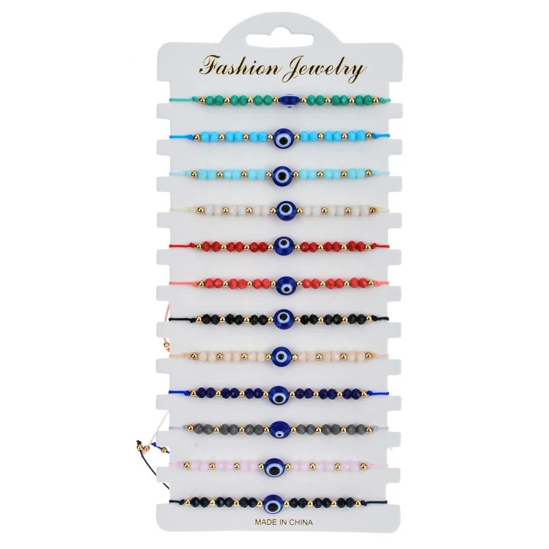 

Adjustable Multi Color Crystal Beads Eye Stone Charm Bracelets