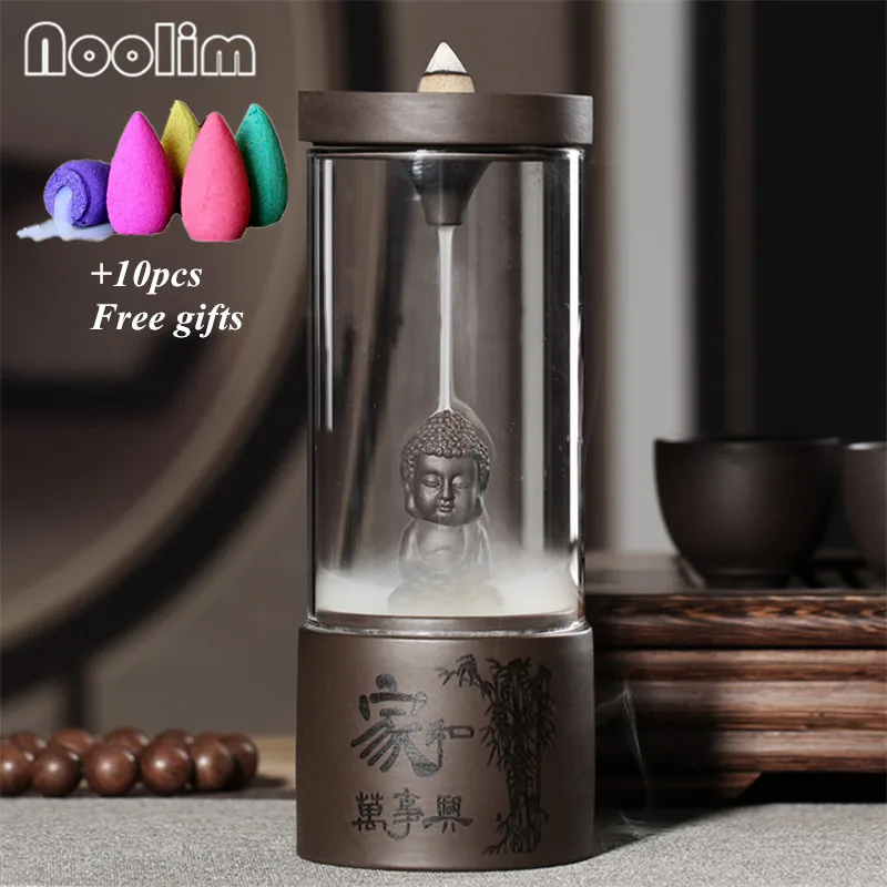 Керамическая статуя Будды фоновая горелка для благовоний со стеклянным