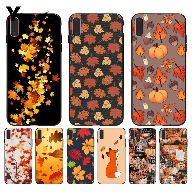 Для чехол осенние листья осень лисы на Хэллоуин с принтом тыквой великолепный ч