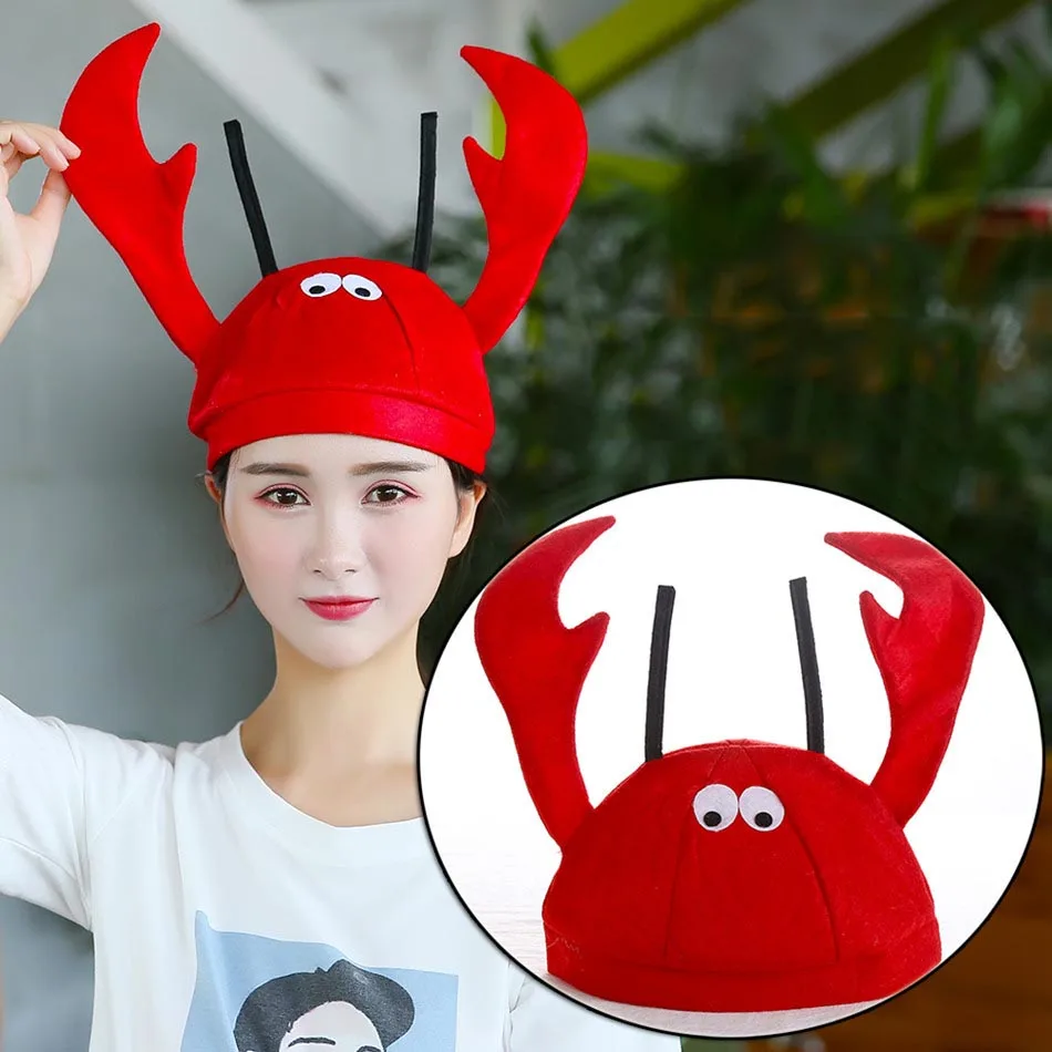 lobster Забавная шапка для взрослых и детей с изображением краба, орла, свиньи, животных; Детский карнавальный костюм; украшение для дня рождения; головной убор - Цвет: lobster
