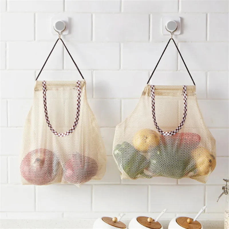 

Kitchen Breathable Creative Mesh Hollow Knit Storage Bag Vegetable Onion Potato Garlic Ginger Storage Bag Hanging Bag