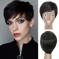 short wig synthetic wigs with side bangs dark roots ombre wig for women natural wave hair red blck silvergrey