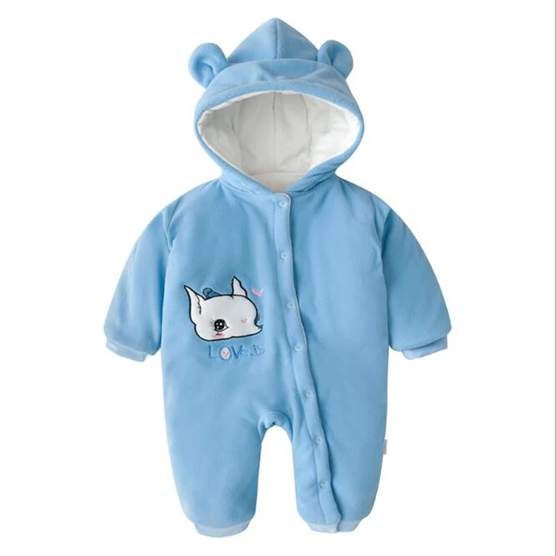

Baby Boy Girl Romper Onesies Hooded cute Thicken cotton Newborn clothing velvet Infant winter clothes YKQ052