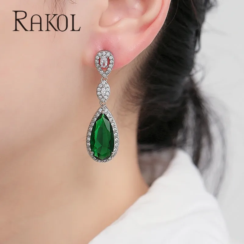 RAKOL Классические Подвески в форме капелек из Кубического циркония длинные