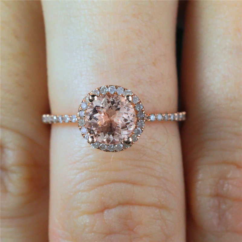 14 K розовое Золотое кольцо с бриллиантом Bizuteria драгоценный камень Anillos De Bague Etoile