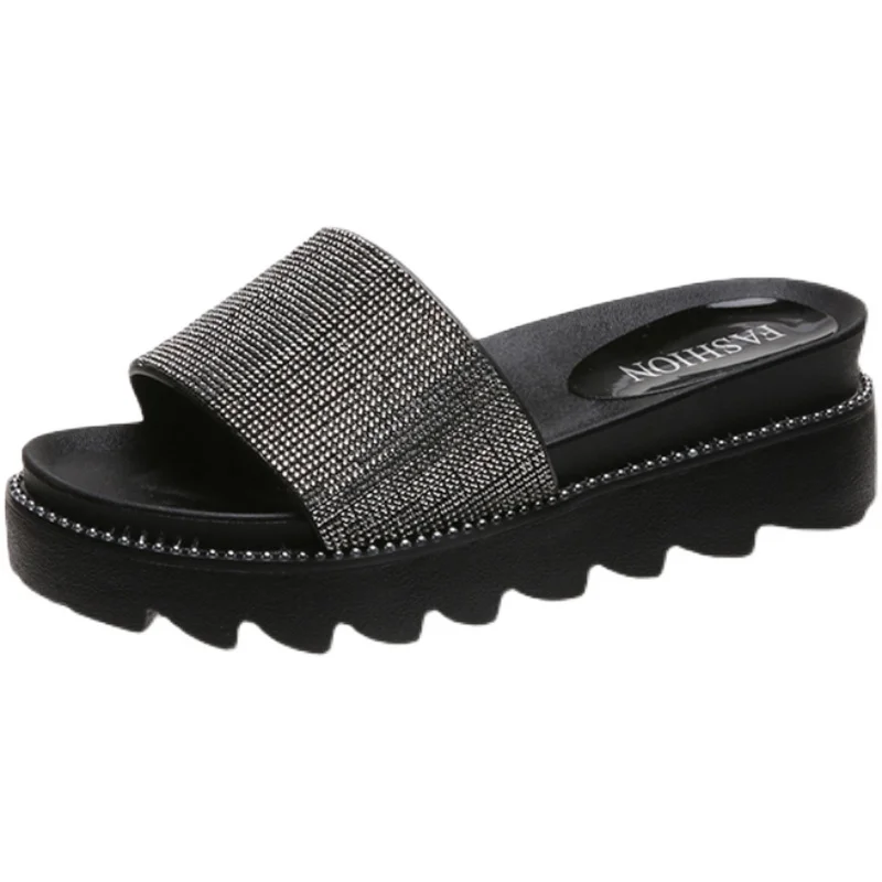 

Fashion Outer Wear Thick-Soled Non-Slip Slippers Summer New Style Large Size 35-40 Ladies Slippers