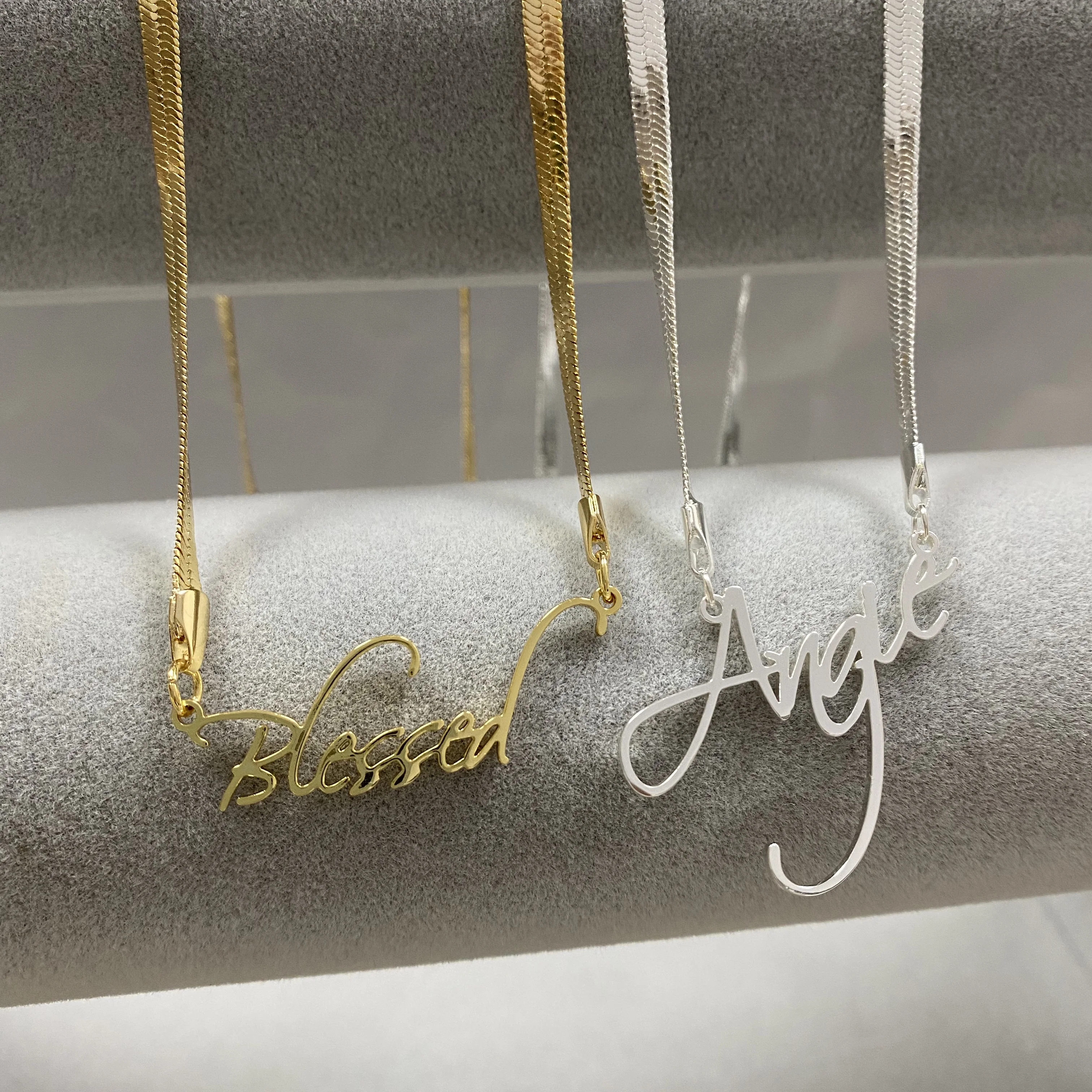 Цепочка-змейка на заказ ожерелье с именем индивидуальная именная табличка