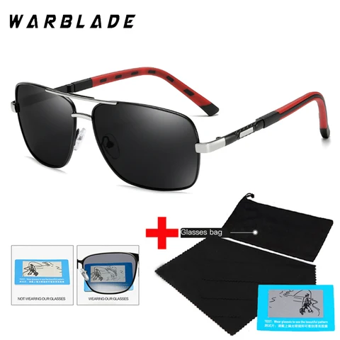 Солнцезащитные очки Мужские поляризационные, классические брендовые дизайнерские квадратные металлические солнечные очки для вождения, с защитой UV400