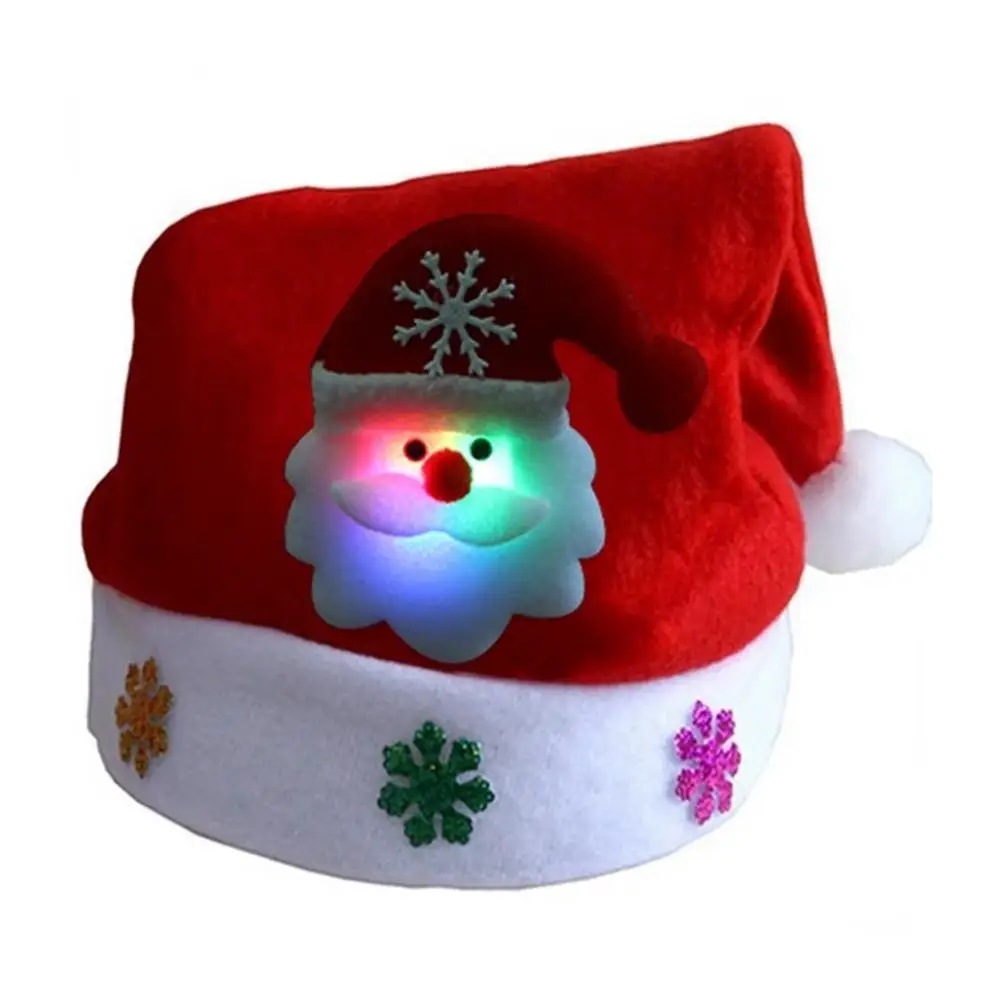 

Christmas Hats With Lights LED Santa Claus Elk Snowman For Kids Adult Xmas Gift Holiday Festive Christmas Hair Accessories New