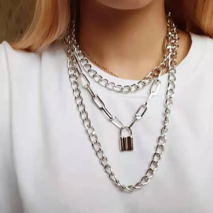 

European American Alloy Necklaces Pendants Diy Tennis Chain Fashionable Element Contracted Padlock Restoring Ancient Ways