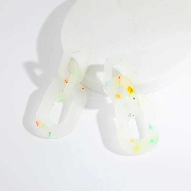

Candy Color Minimalist Chunky Link Earrings for Women Simple Pink Yellow Blue White Green Linked Chain Drop Earrings Oorbellen