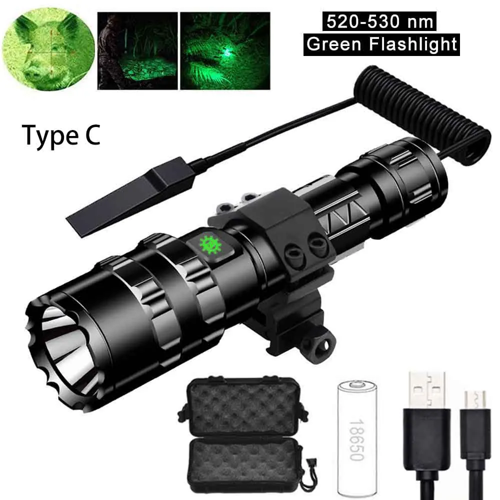 

6000lm XML-L2 Led Weapon Light White Tactical hunting Flashlight+Rifle Scope Airsoft Mount+Switch+18650+USB Charger+Case