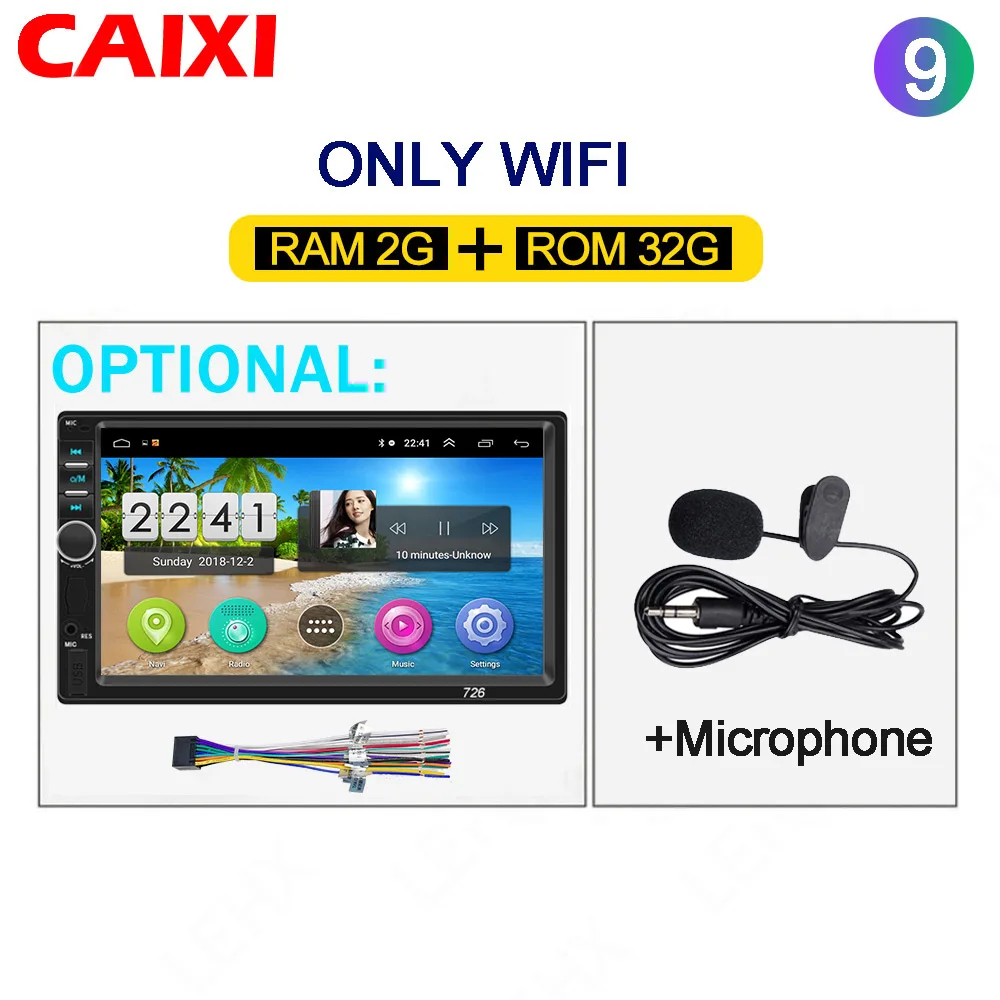cx-726-32G-MIC Автомобильный Android 8,1 стерео радио gps навигация Bluetooth wifi Универсальный 2din авто стерео радио четырехъядерный аудио мультимедиа воспроизведение - Цвет: cx-726-32G-MIC