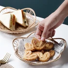 Плетеный поднос для хранения из ротанга, в форме лепестков, для еды, фруктов, хлеба, завтрака, чая, сервировка десерта, тарелка для обеда