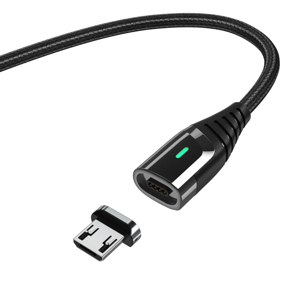 2m black Essager Магнитный Зарядное устройство Micro USB кабель провод для быстрого заряда шнур USB микромагнит мобильного телефона Кабели для Iphone для samsung - Цвет: 2m black